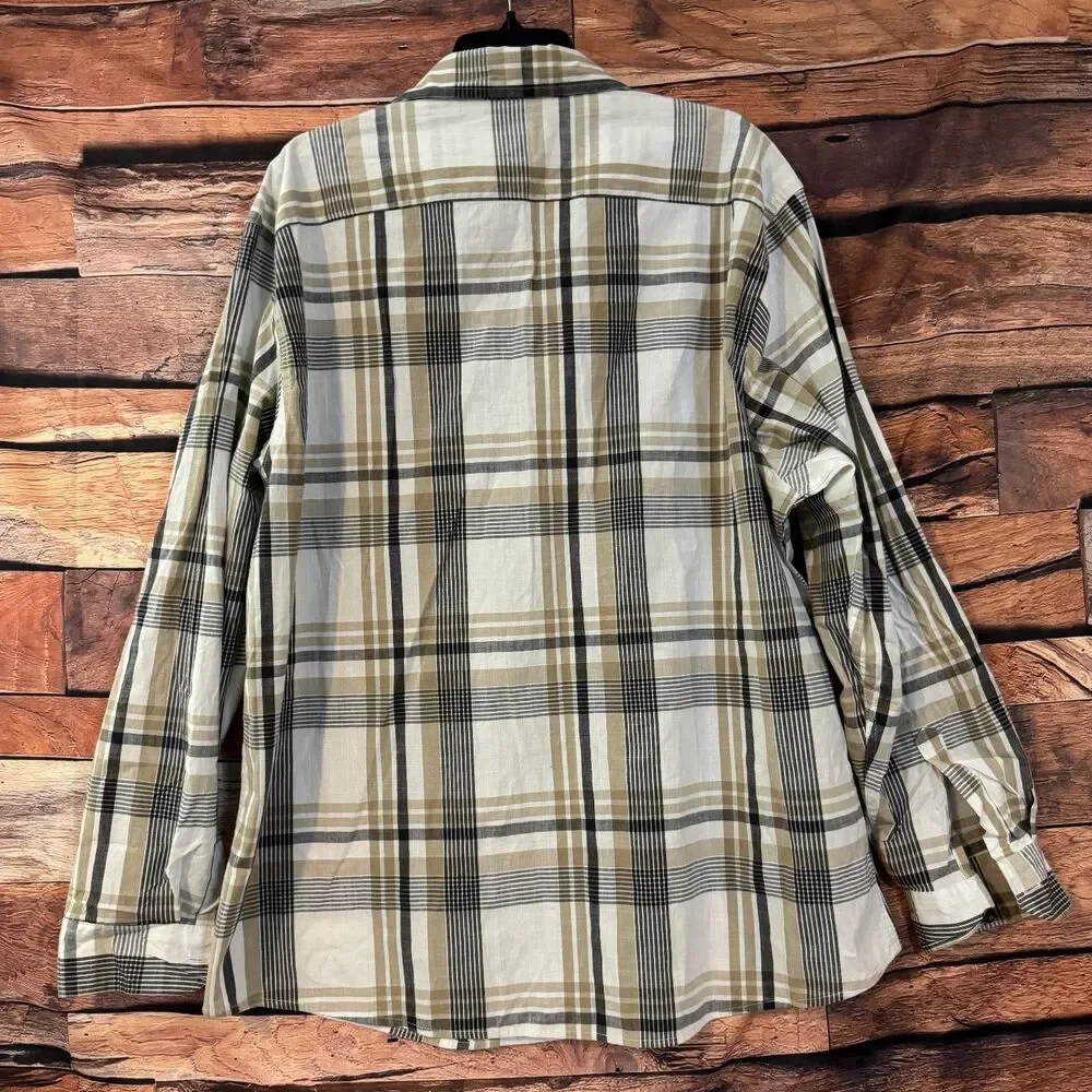 Wrangler Men's Casual Button-Down Shirt 2XL Big Tall Plaid Cotton Blend Stretch